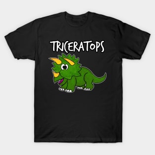 Doodle Triceratops Dinosaur Herbivorous Jurassic Kids Funny T-Shirt